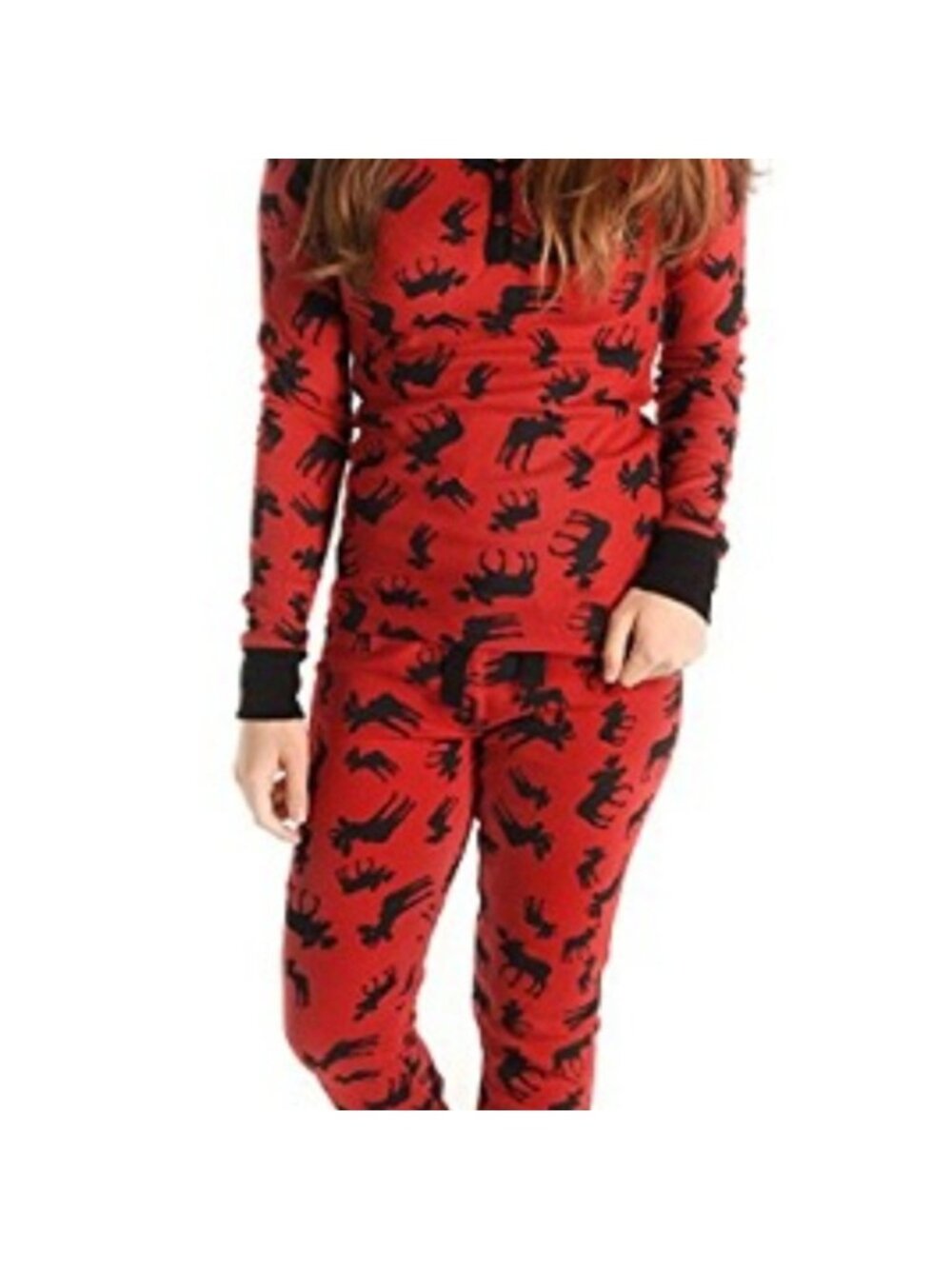 LazyOne long-sleeve Red Cotton Moose pajama Set. XS Adult Unisex - Picture 11 of 11